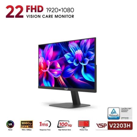 Màn hình VSP V2203H(21.5inch/ FHD/VA/100Hz/1ms/Black) | SN