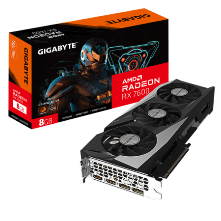 VGA Gigabyte Radeon RX 7600 Gaming OC 8GB – 8GB GDDR6, 3 Fan, RDNA3