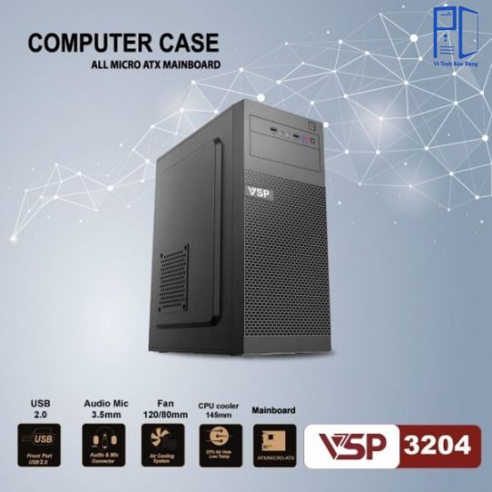 VỎ CASE VĂN PHÒNG VSP 3204 (ATX / M-Tower, Đen)