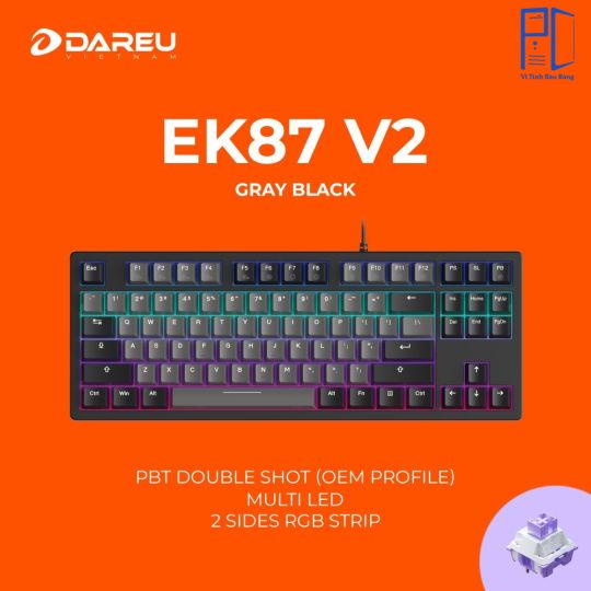 Bàn phím cơ DareU EK87 V2 Gray Black PBT Dream switch