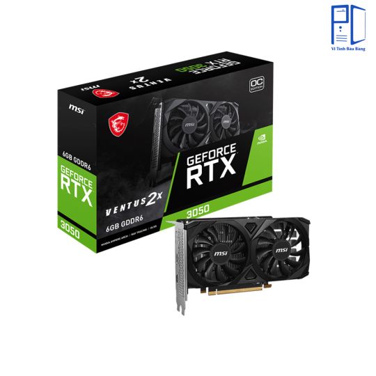 VGA MSI GeForce RTX 3050 VENTUS 2X E 6GB OC – 6GB GDDR6, 2 Fan, NVIDIA Ampere