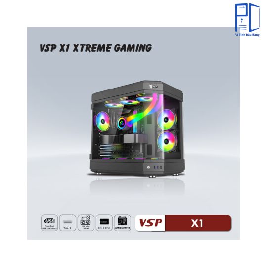 THÙNG MÁY CASE VSP X1 EXTREME GAMING – ĐEN / TRẮNG (Không kèm fan)